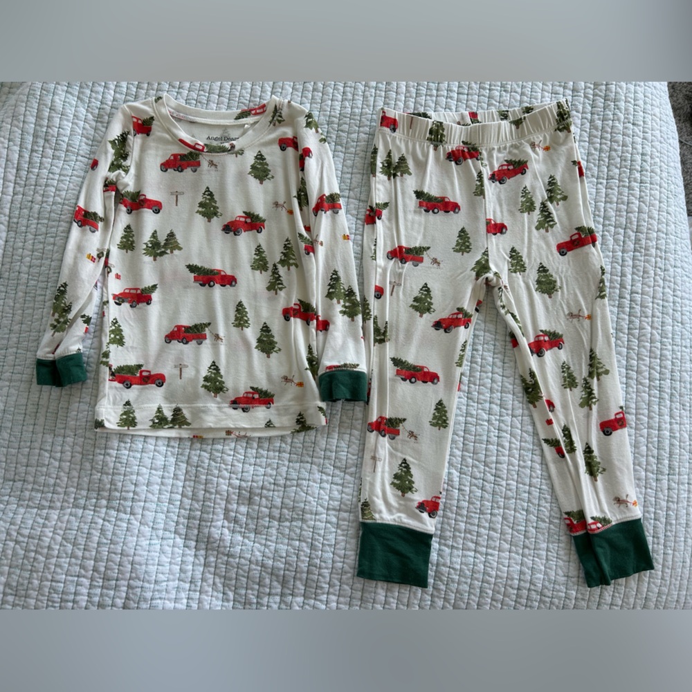 Angel Dear Vintage Red Truck Print Bamboo Pajama Sets Holiday Design
